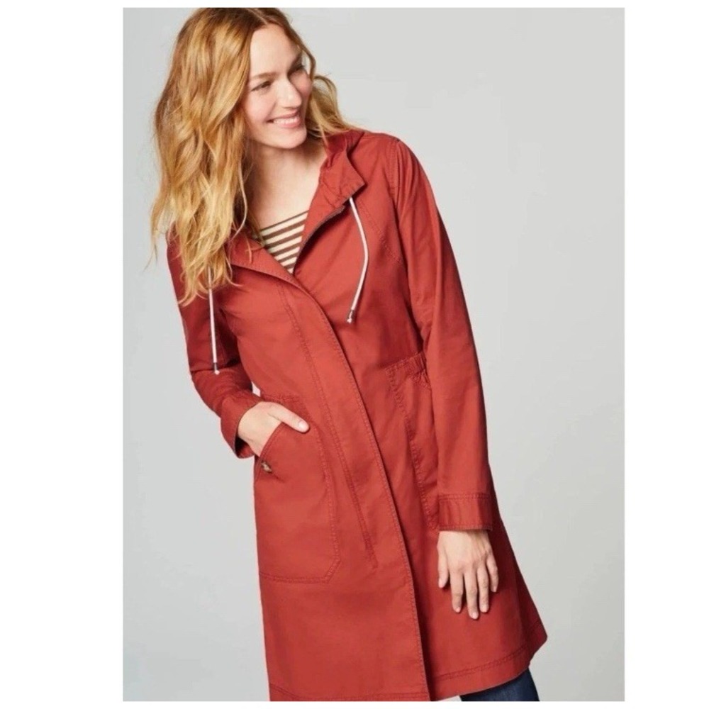 J. Jill Womens Terracotta Rust Cotton Twill Hooded Parka Jacket Small Utility